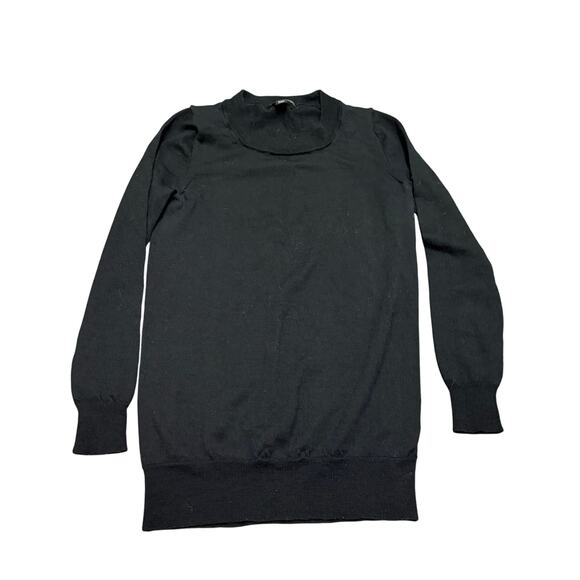 J. Crew Black Merino Wool Crewneck Sweater XXS 3/4 Sleeve Closet Staple Neutral - Picture 2 of 6